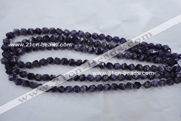 CNG928 15 inches 8mm faceted nuggets amethyst gemstone beads