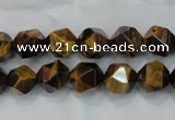 CNG937 15 inches 10mm faceted nuggets yellow tiger eye beads