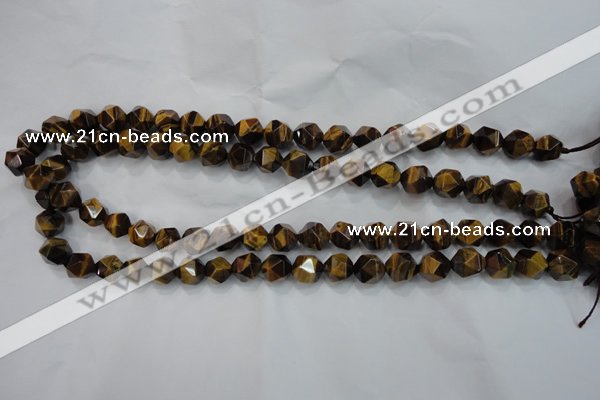 CNG937 15 inches 10mm faceted nuggets yellow tiger eye beads