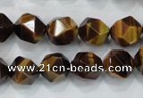 CNG938 15 inches 12mm faceted nuggets yellow tiger eye beads