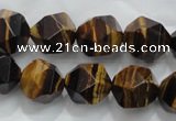 CNG939 15 inches 14mm faceted nuggets yellow tiger eye beads