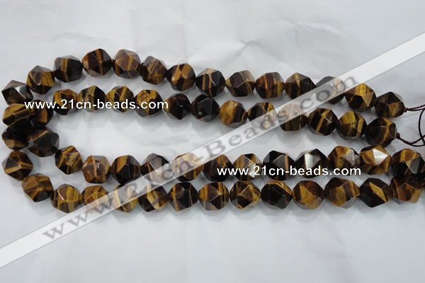 CNG939 15 inches 14mm faceted nuggets yellow tiger eye beads