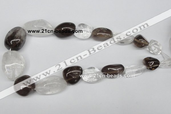 CNG95 12*14mm - 20*35mm nuggets smoky quartz & crystal gemstone beads