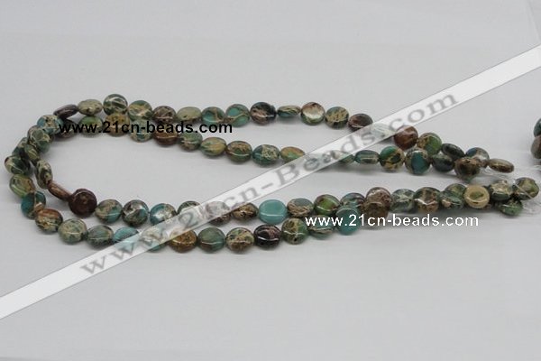 CNI08 16 inches 10mm flat round natural imperial jasper beads wholesale