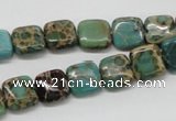 CNI18 16 inches 10*10mm square natural imperial jasper beads wholesale