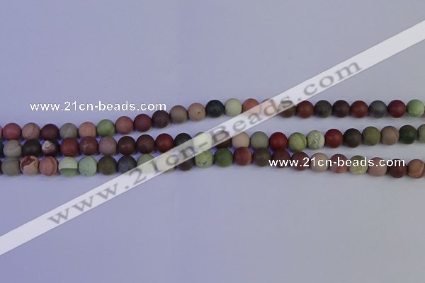 CNI361 15.5 inches 6mm round matte imperial jasper beads wholesale