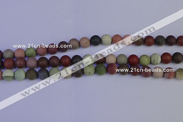 CNI364 15.5 inches 12mm round matte imperial jasper beads wholesale