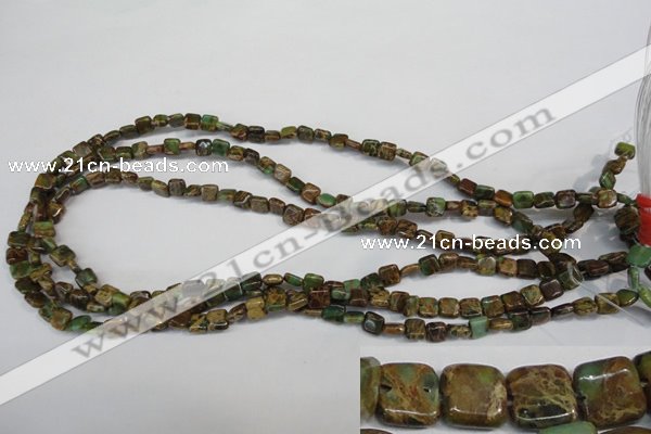 CNI37 15.5 inches 6*6mm square natural imperial jasper beads