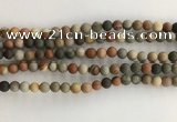 CNI376 15.5 inches 6mm round matte American picture jasper beads