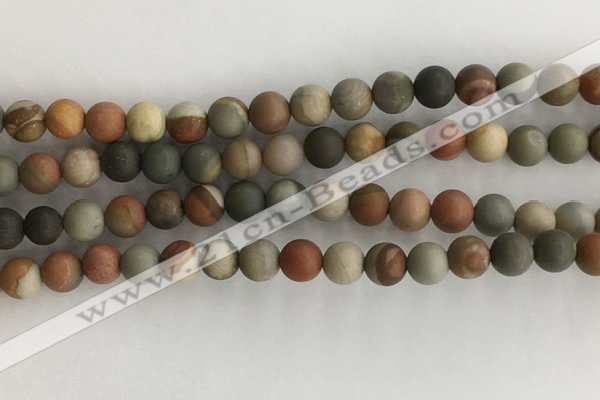 CNI377 15.5 inches 8mm round matte American picture jasper beads