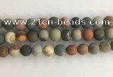 CNI380 15.5 inches 14mm round matte American picture jasper beads