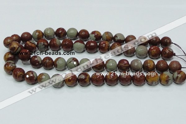 CNJ18 15.5 inches 14mm faceted round natural noreena jasper beads