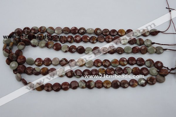 CNJ41 15.5 inches 10mm faceted coin noreena jasper beads