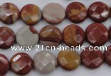 CNJ42 15.5 inches 12mm faceted coin noreena jasper beads