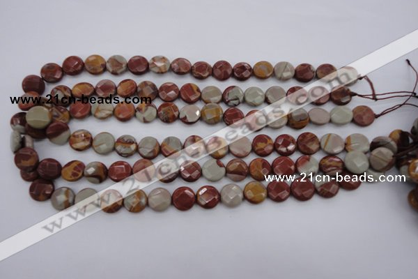 CNJ42 15.5 inches 12mm faceted coin noreena jasper beads