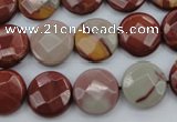 CNJ43 15.5 inches 14mm faceted coin noreena jasper beads