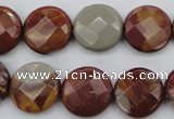 CNJ44 15.5 inches 16mm faceted coin noreena jasper beads