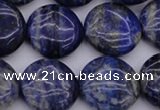 CNL1108 15.5 inches 16mm flat round lapis lazuli gemstone beads