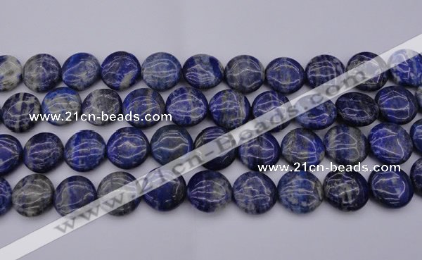 CNL1108 15.5 inches 16mm flat round lapis lazuli gemstone beads