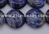 CNL1109 15.5 inches 18mm flat round lapis lazuli gemstone beads