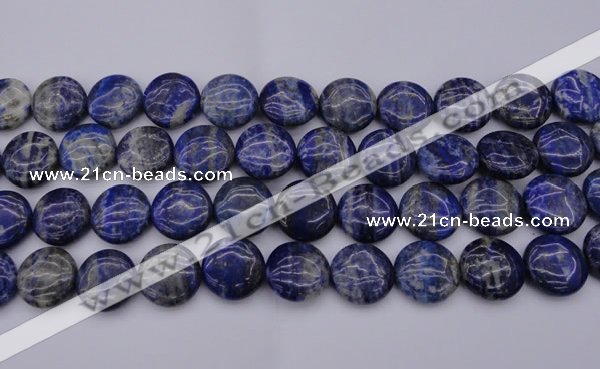 CNL1109 15.5 inches 18mm flat round lapis lazuli gemstone beads