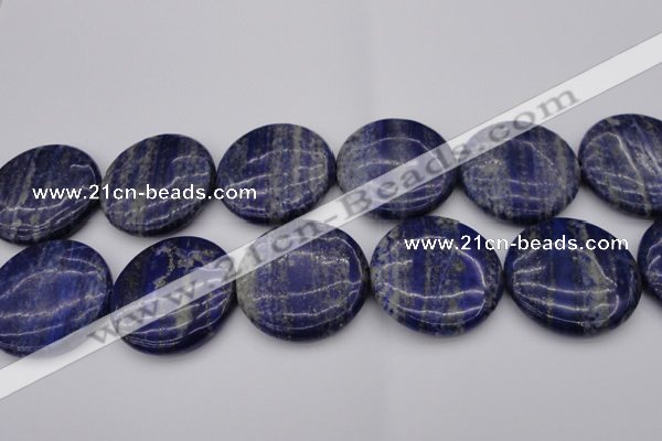 CNL1114 15.5 inches 40mm flat round lapis lazuli gemstone beads