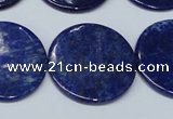 CNL1280 15.5 inches 25mm flat round natural lapis lazuli beads