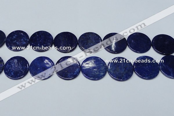 CNL1281 15.5 inches 30mm flat round natural lapis lazuli beads