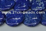 CNL1303 15.5 inches 22mm flat round natural lapis lazuli beads