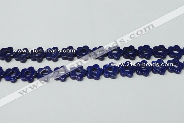 CNL1310 15.5 inches 16mm carved flower natural lapis lazuli beads