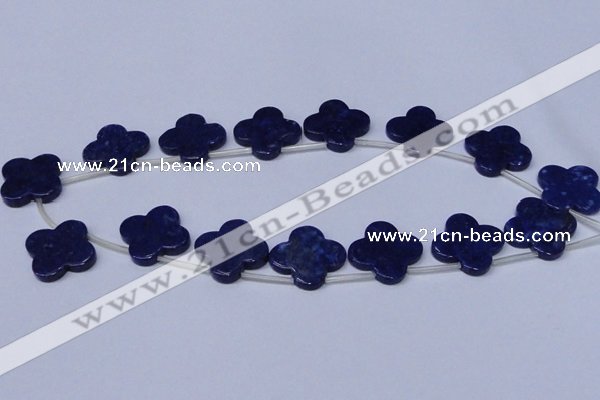 CNL1317 Top drilled 24mm flower natural lapis lazuli beads