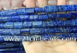 CNL1682 15.5 inches 10*13mm - 10*15mm carved flat tube lapis lazuli beads