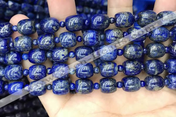 CNL1686 15.5 inches 4mm round & 9*9mm drum lapis lazuli beads