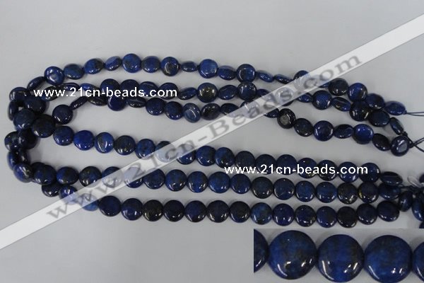 CNL451 15.5 inches 10mm flat round natural lapis lazuli beads