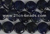 CNL452 15.5 inches 12mm flat round natural lapis lazuli beads