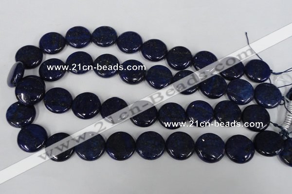 CNL456 15.5 inches 20mm flat round natural lapis lazuli beads