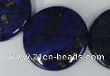 CNL458 15.5 inches 30mm flat round natural lapis lazuli beads