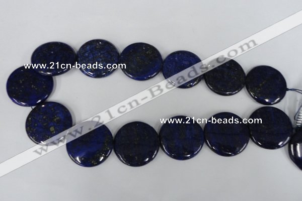 CNL458 15.5 inches 30mm flat round natural lapis lazuli beads