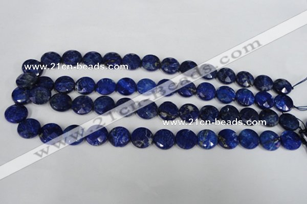 CNL472 15.5 inches 14mm faceted coin natural lapis lazuli beads