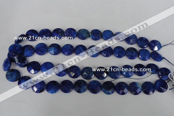 CNL473 15.5 inches 16mm faceted coin natural lapis lazuli beads