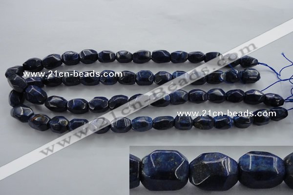 CNL640 15.5 inches 10*15mm faceted nuggets natural lapis lazuli beads