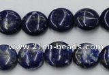 CNL732 15.5 inches 14mm flat round natural lapis lazuli gemstone beads