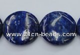 CNL737 15.5 inches 25mm flat round natural lapis lazuli gemstone beads