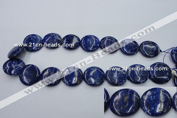 CNL737 15.5 inches 25mm flat round natural lapis lazuli gemstone beads