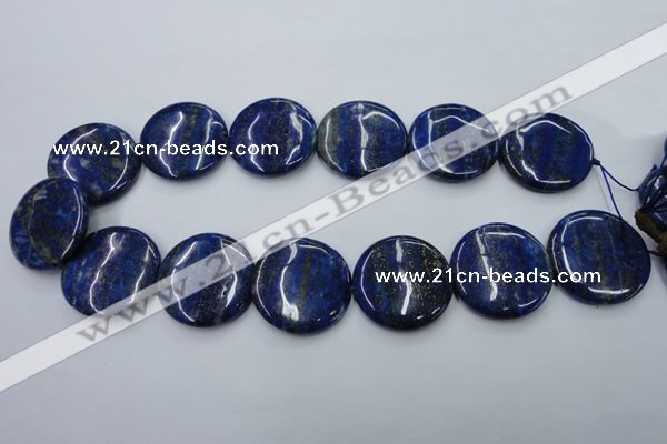 CNL738 15.5 inches 30mm flat round natural lapis lazuli gemstone beads
