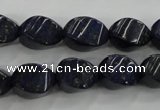 CNL920 15.5 inches 10*14mm twisted rice natural lapis lazuli beads