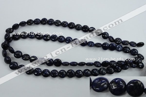 CNL923 15.5 inches 10mm flat round natural lapis lazuli gemstone beads