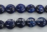 CNL924 15.5 inches 12mm flat round natural lapis lazuli gemstone beads