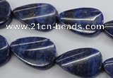 CNL985 15.5 inches 17*25mm twisted flat teardrop natural lapis lazuli beads