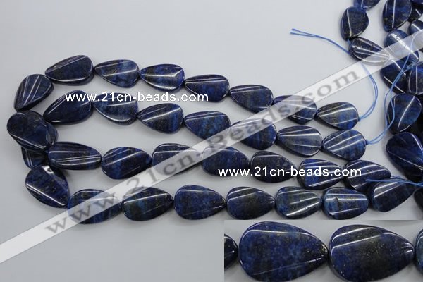 CNL985 15.5 inches 17*25mm twisted flat teardrop natural lapis lazuli beads